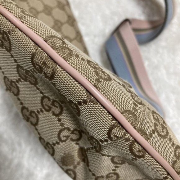 100% Authentic Gucci GG Canvas Beige Pink  Shoulder Bag - Picture 8 of 16